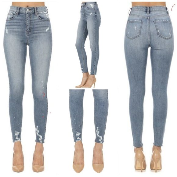 Jean skinny bleu en coton Lou Only | 3 SUISSES